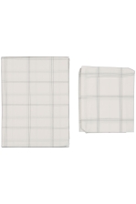 White/dk Blue Checked Lyocell/cotton Set