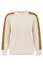 Sweater Husie Cable Knit Vanilla White/kelp Beige