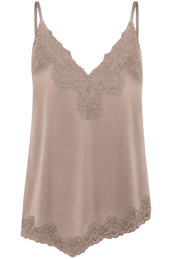 Rwpatricia Silk Sl Lace Strap Top