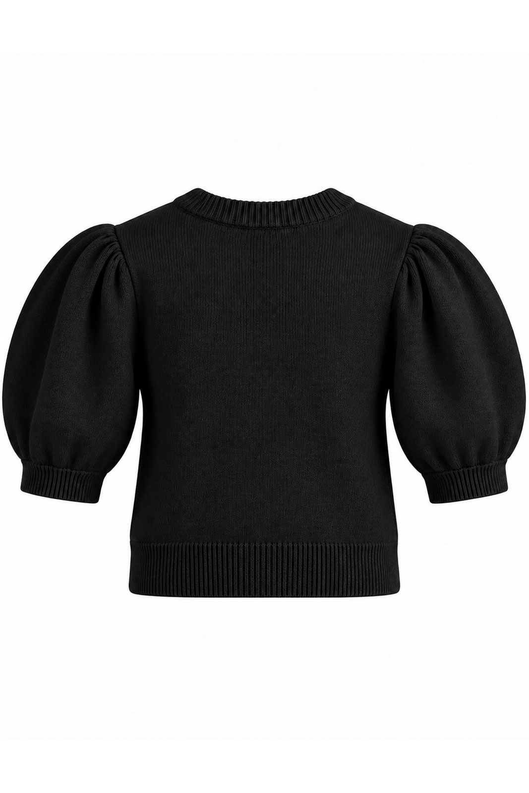 Girls Knitted Topwith Puff Sleeves