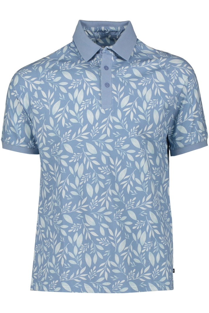 Evaristo | Short Sleeve Polo With Watercolor Leaves