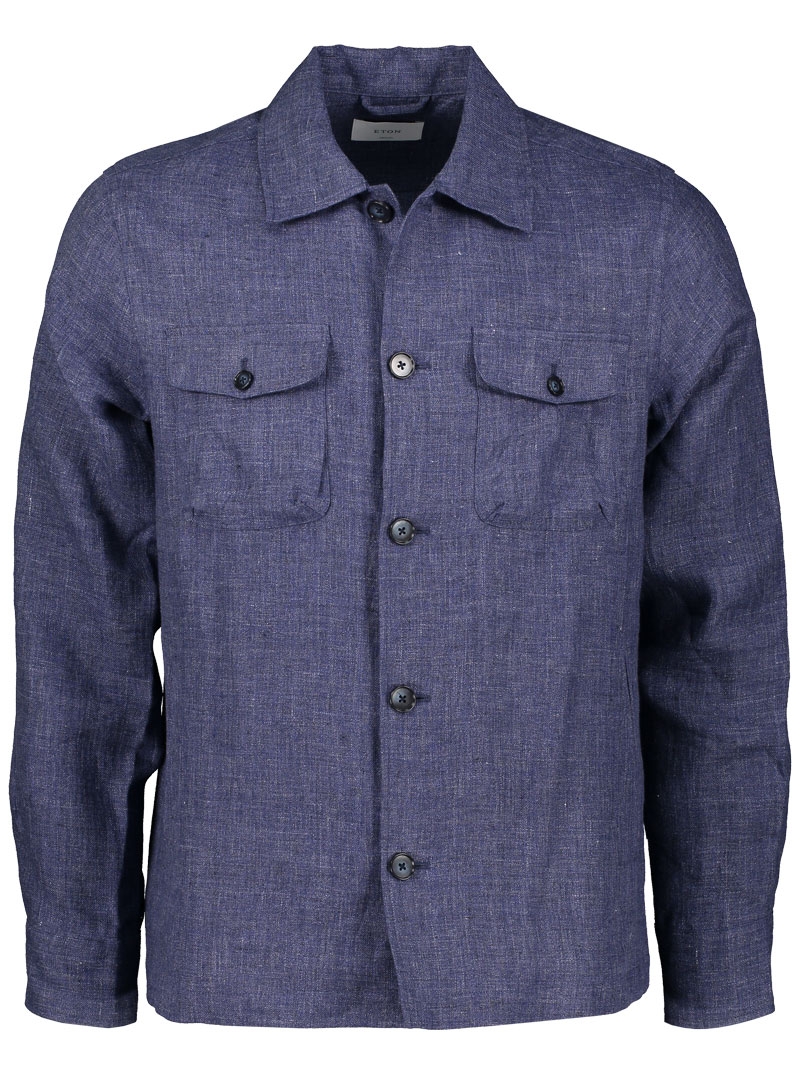 Navy Blue Four Pocket Linen Overshirt