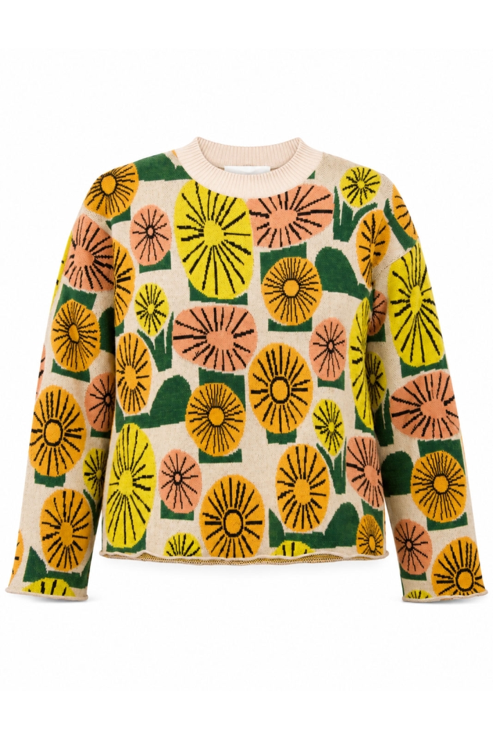 Sweater Limhamn Dandelions Oat White