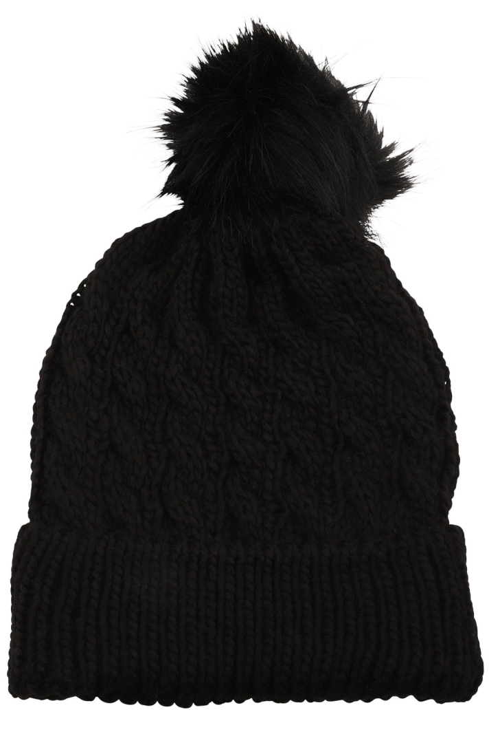 Stickad barnmössa med pompom