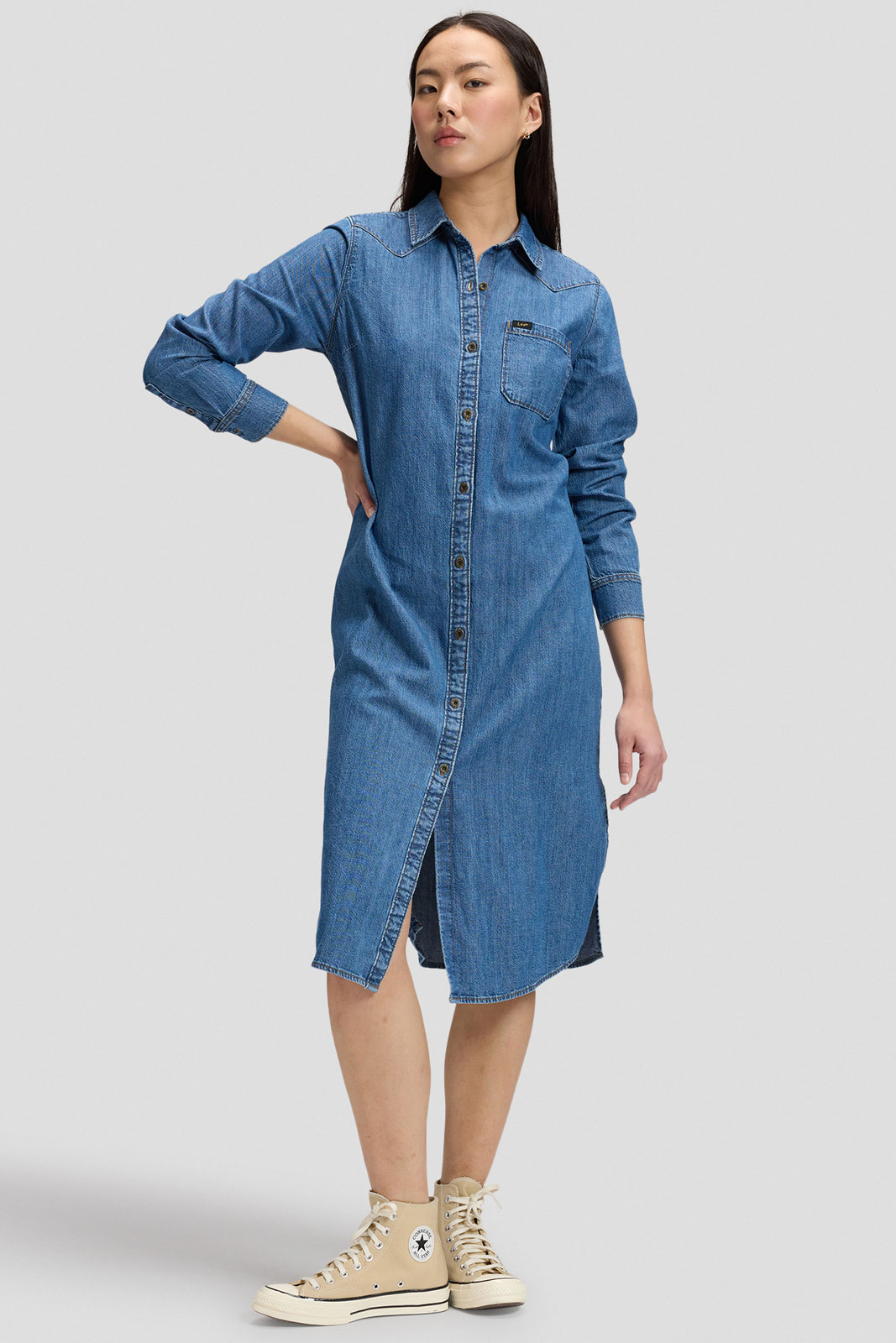 Patch Pocket Midi Dress